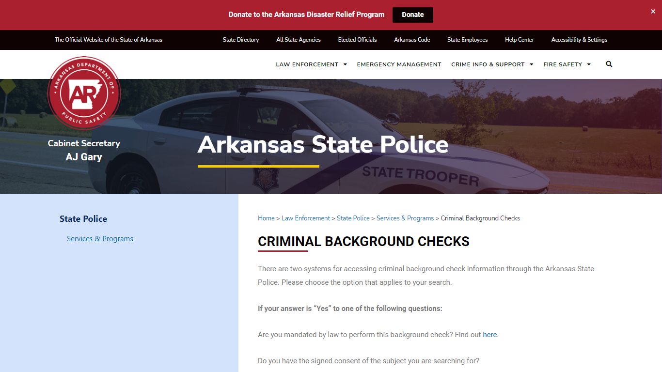 Criminal Background Checks - Arkansas Department of Public Safety